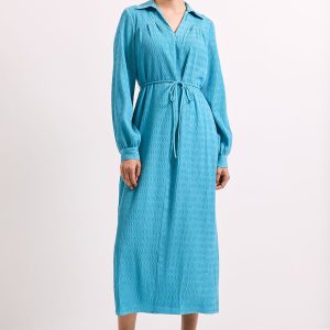 Crinkle Column Shirt Mid Dress