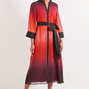 Ombre Organza Contrast Shirt Dress