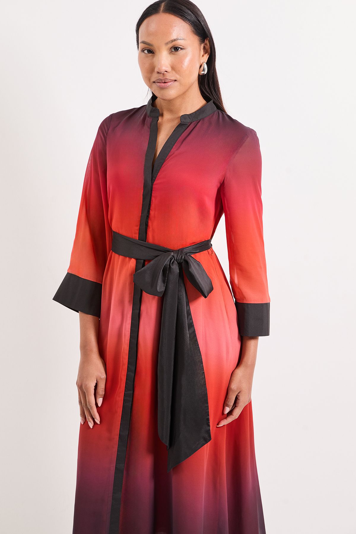 Ombre Organza Contrast Shirt Dress - Image 2