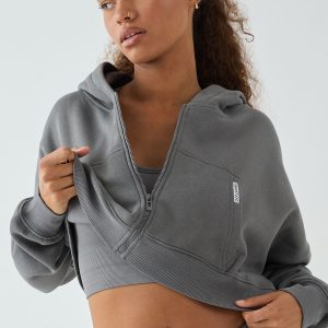DSGN Studio Boxy Crop Zip Through Hoodie