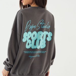 DSGN Studio Sports Bubble Slogan Oversized Sweatshirt