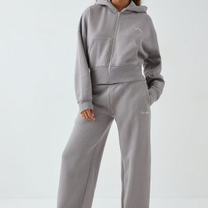 DSGN Studio Deep Hem Boxy Crop Zip Through Hooded Tracksuit