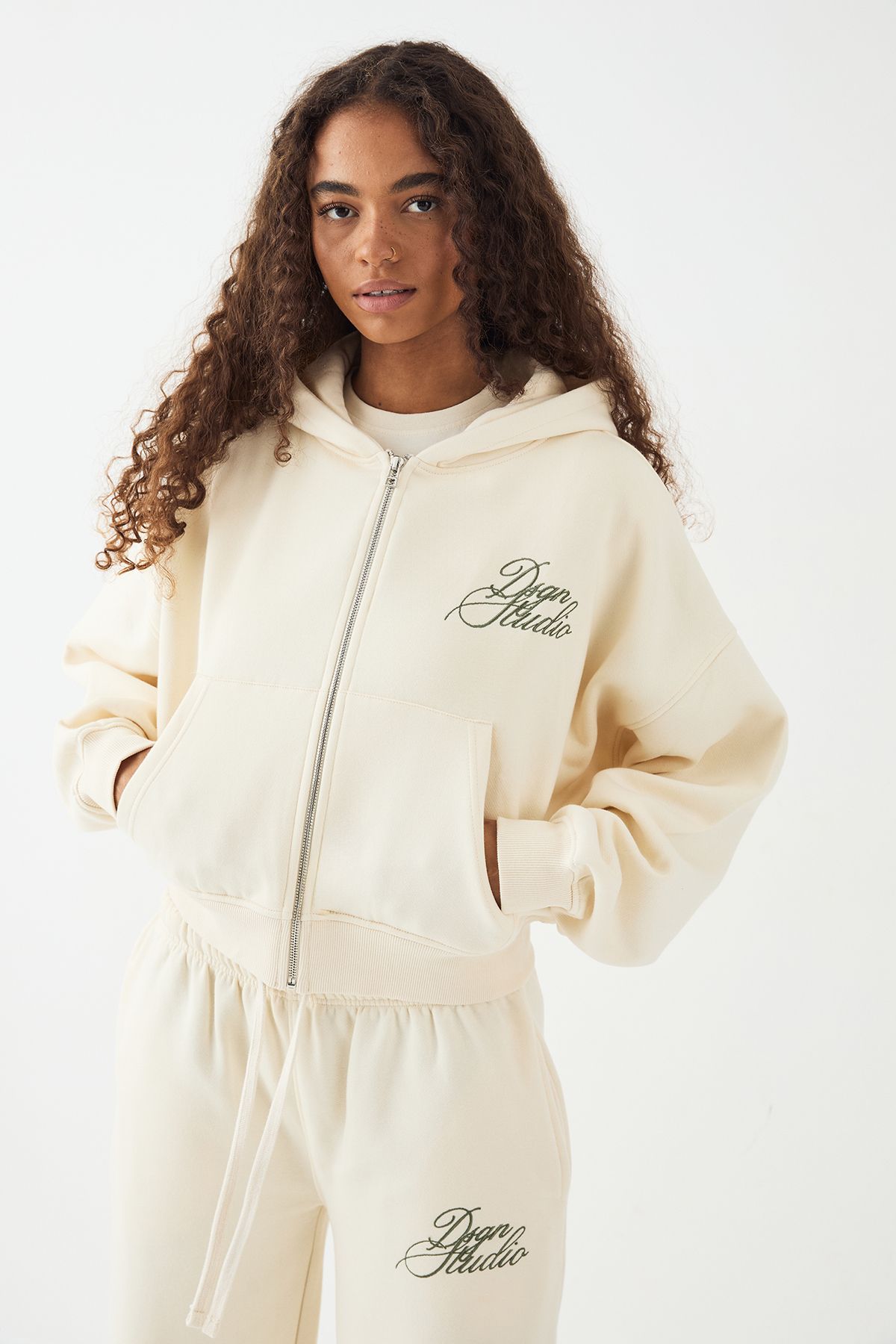 DSGN Studio Script Boxy Zip Through Hoodie