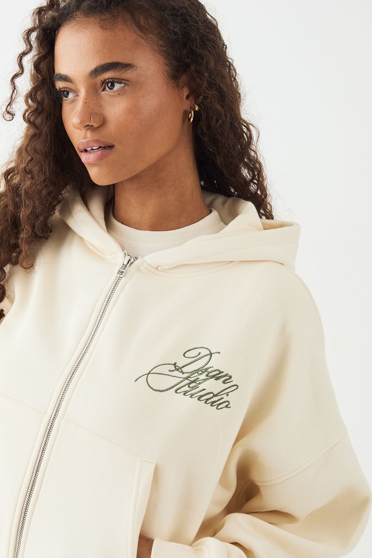 DSGN Studio Script Boxy Zip Through Hoodie - Image 4