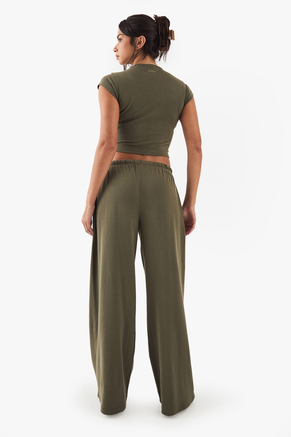 DSGN Studio Embroidered Rib Wide Leg Trouser - Image 2