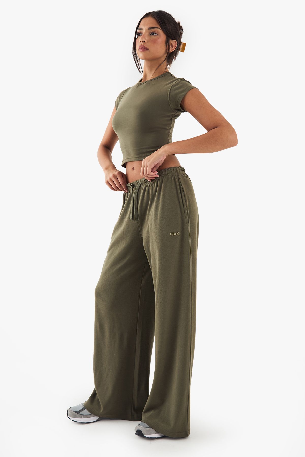 DSGN Studio Embroidered Rib Wide Leg Trouser - Image 3
