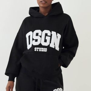 DSGN Studio Towelling Applique Oversized Hoodie