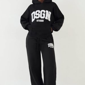 DSGN Studio Towelling Applique Straight Leg Jogger