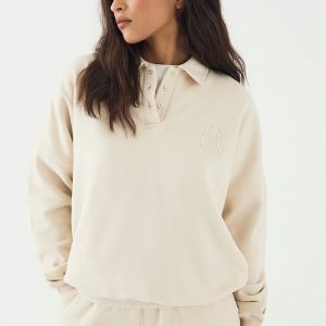 DSGN Studio Self Fabric Applique Collared Sweatshirt