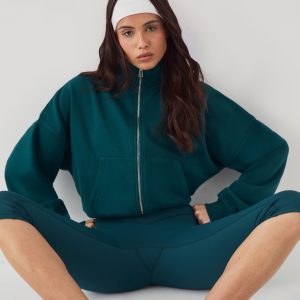 DSGN Studio Sport Funnel Neck Zip Through Bomber Sweatshirt