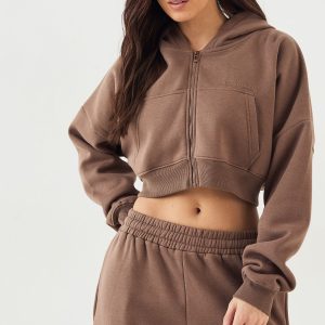 DSGN Studio Boxy Crop Zip Through Hoodie
