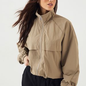DSGN Studio Nylon Zip Through Funnel Neck Track Jacket
