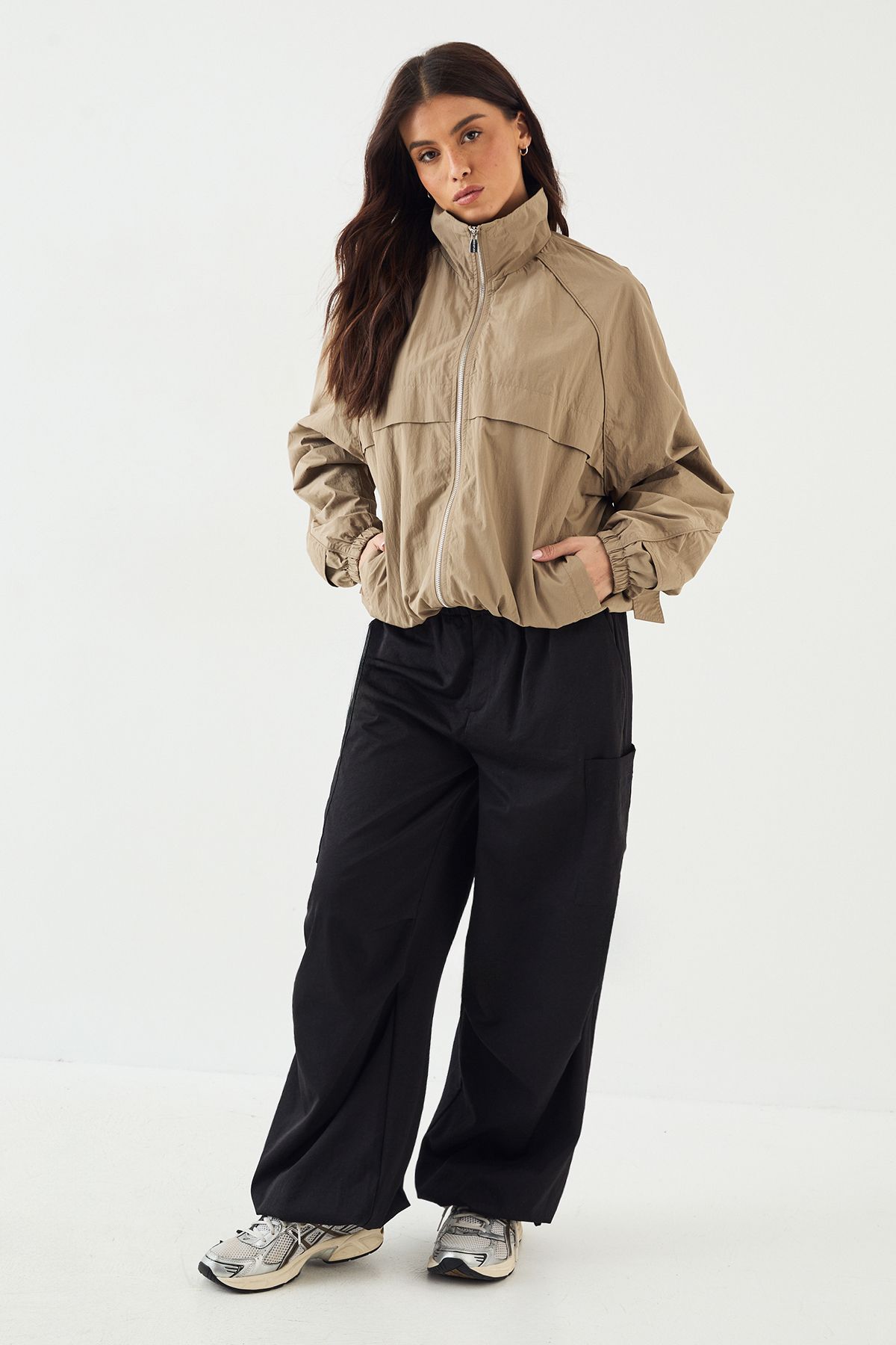 DSGN Studio Nylon Zip Through Funnel Neck Track Jacket - Image 3