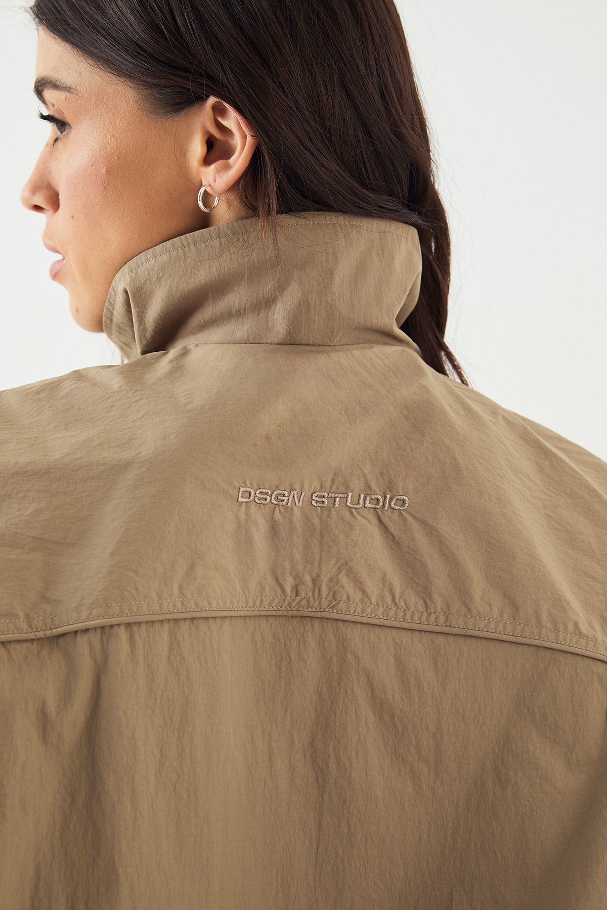 DSGN Studio Nylon Zip Through Funnel Neck Track Jacket - Image 4