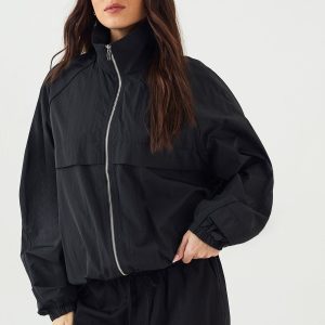 DSGN Studio Nylon Zip Through Funnel Neck Track Jacket