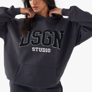 DSGN Studio Towelling Applique Oversized Hoodie