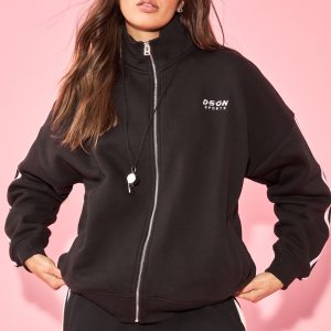 DSGN Studio Sport Colour Block Funnel Neck Zip Through Sweatshirt