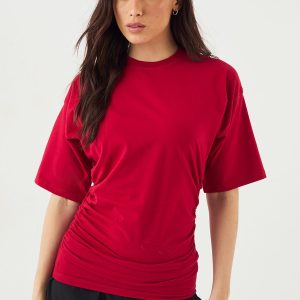 DSGN Studio Ruched Side Short Sleeve Top