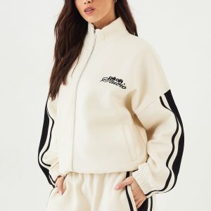 DSGN Studio Side Stripe Funnel Neck Oversized Bomber Sweatshirt