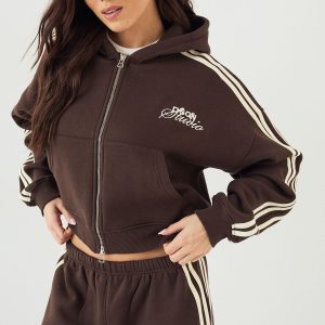 DSGN Studio Side Stripe Boxy Zip Through Hoodie