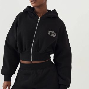 DSGN Studio Sport Bubble Print Boxy Crop Zip Through Hoodie